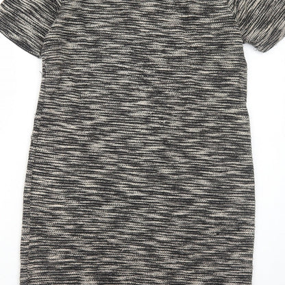 Marks and Spencer Womens Black Geometric Polyester A-Line Size 12 Round Neck Pullover