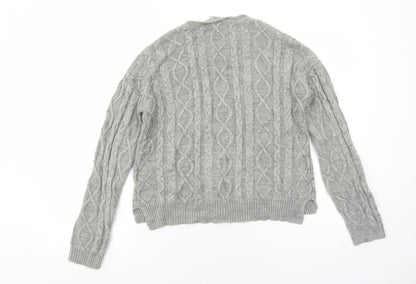 Pimkie Womens Grey Round Neck Acrylic Pullover Jumper Size XS
