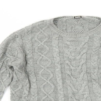 Pimkie Womens Grey Round Neck Acrylic Pullover Jumper Size XS