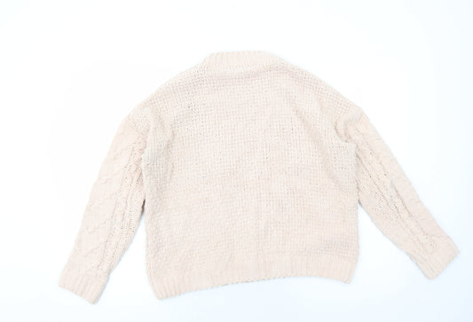 Womens UK Size S Papaya Pink Pullover Jumper