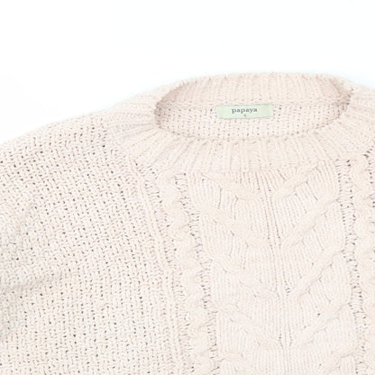 Womens UK Size S Papaya Pink Pullover Jumper