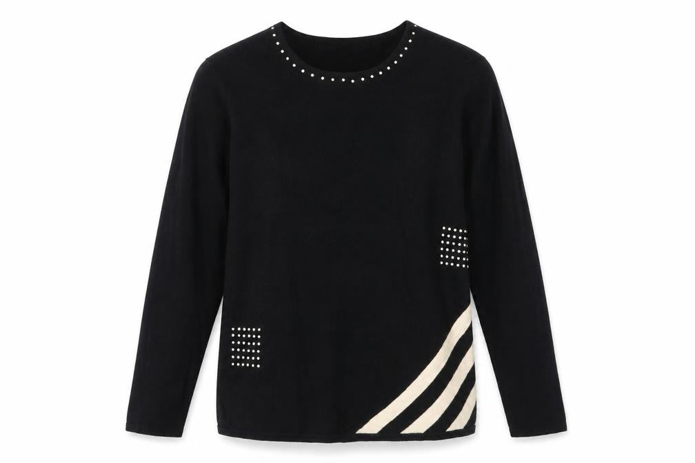 Frank Womens Saul Black Round Neck Viscose Pullover Jumper Size S