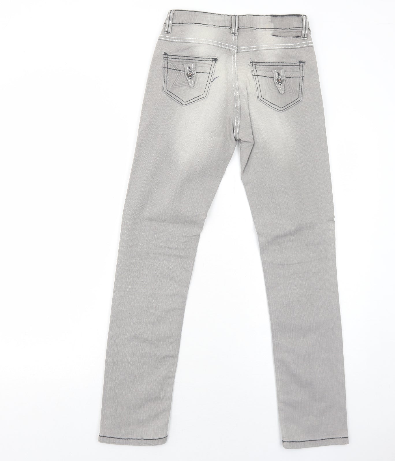 C&A Womens Grey Cotton Straight Jeans Size 6 Regular Zip