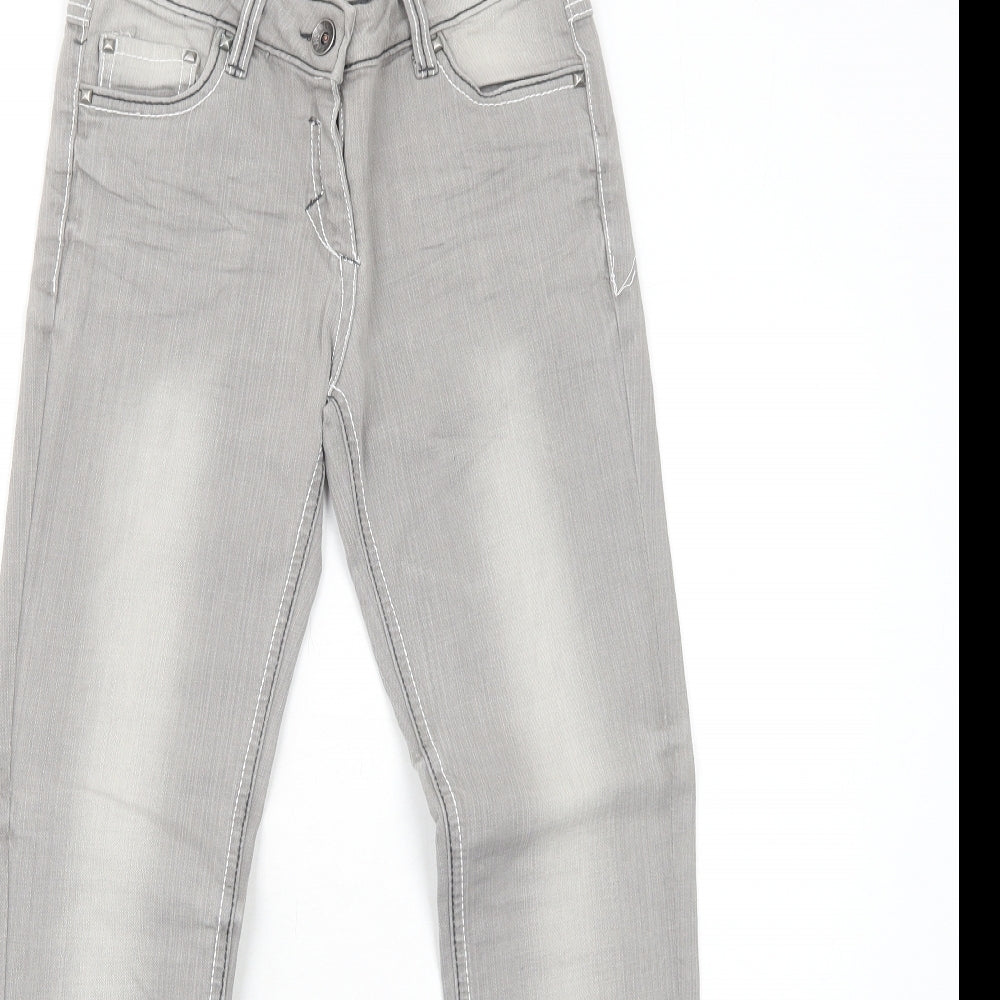 C&A Womens Grey Cotton Straight Jeans Size 6 Regular Zip