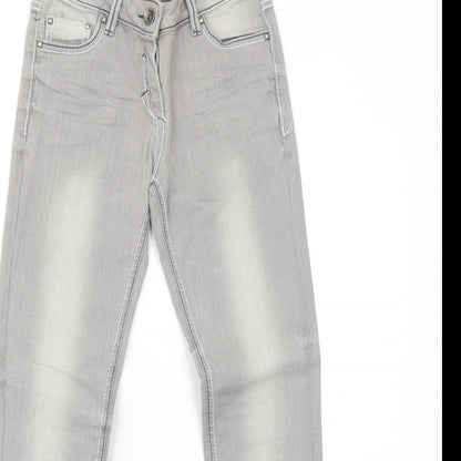C&A Womens Grey Cotton Straight Jeans Size 6 Regular Zip