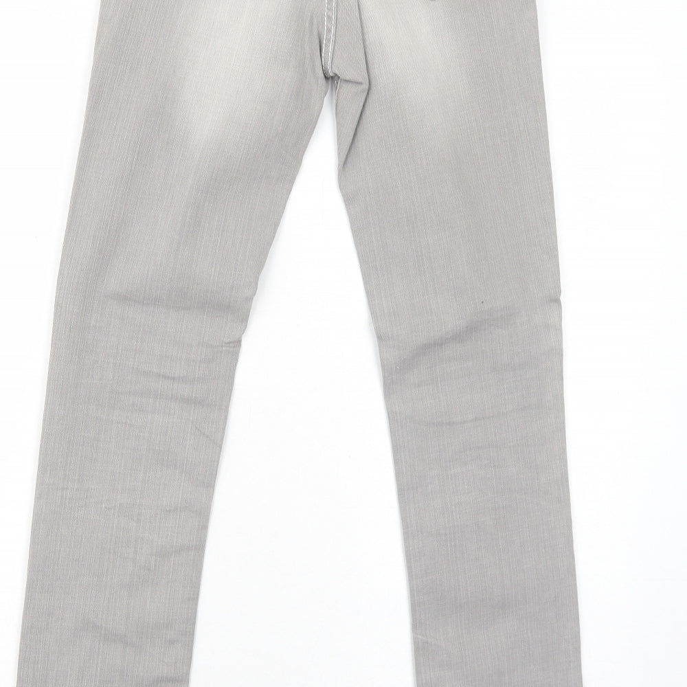 C&A Womens Grey Cotton Straight Jeans Size 6 Regular Zip