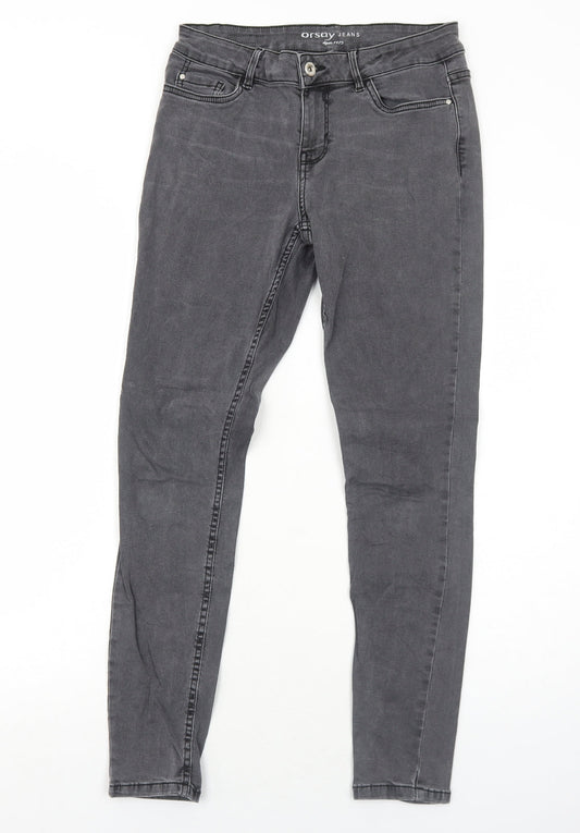 ORSAY Womens Grey Cotton Skinny Jeans Size 10 Regular Zip