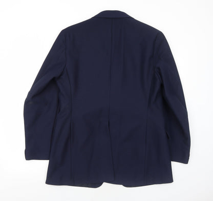Crimplene Mens Blue Polyester Jacket Suit Jacket Size 42 Regular