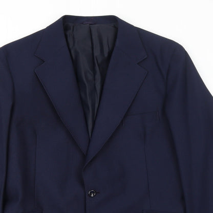 Crimplene Mens Blue Polyester Jacket Suit Jacket Size 42 Regular
