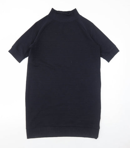 French Connection Womens Blue Polyester Jumper Dress Size 8 Mock Neck Pullover