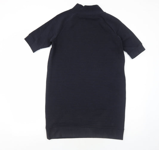 French Connection Womens Blue Polyester Jumper Dress Size 8 Mock Neck Pullover