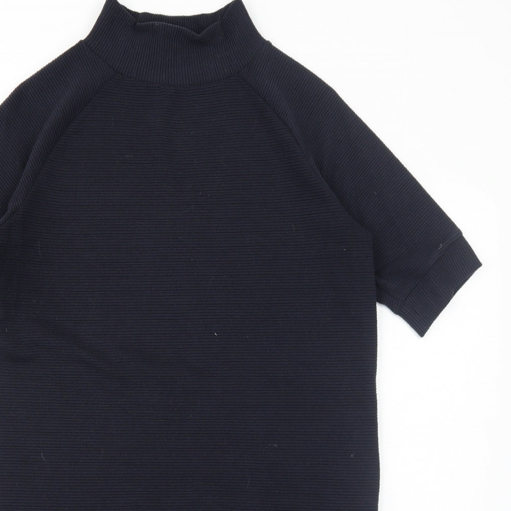 French Connection Womens Blue Polyester Jumper Dress Size 8 Mock Neck Pullover