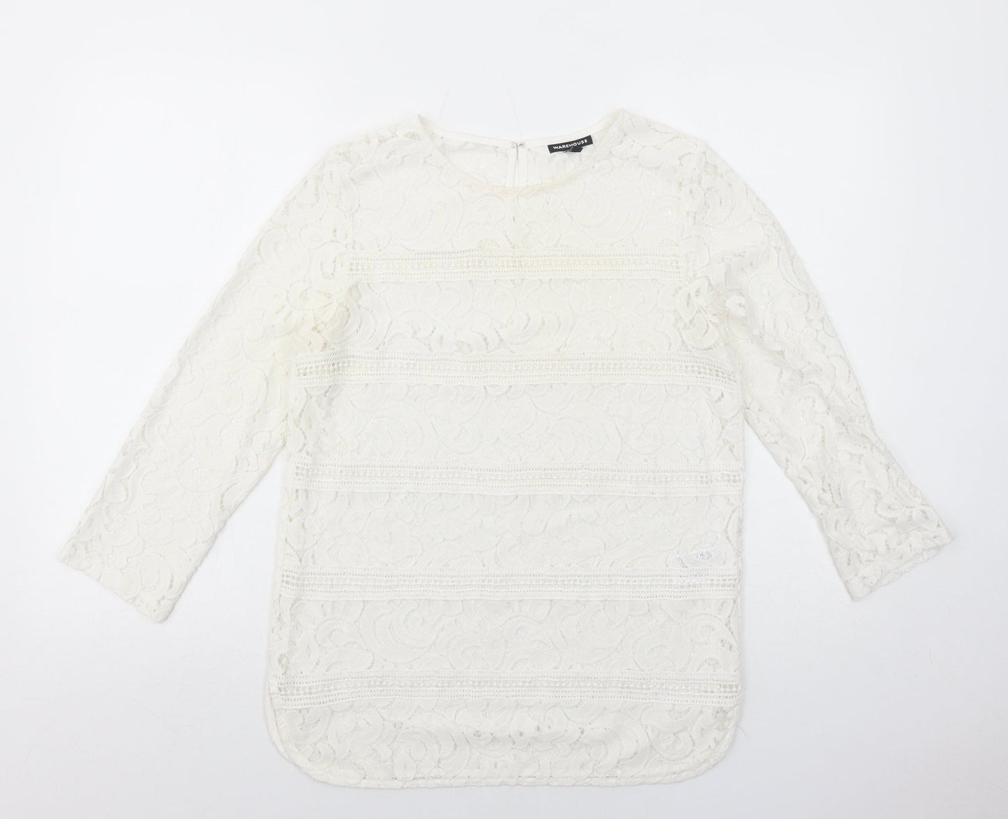 Womens UK Size 10 Warehouse White Basic Blouse