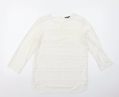 Womens UK Size 10 Warehouse White Basic Blouse