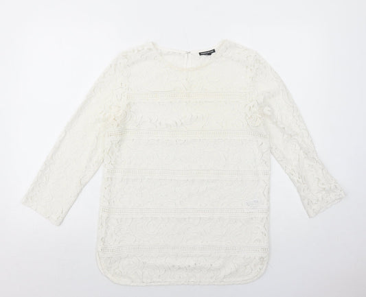 Womens UK Size 10 Warehouse White Basic Blouse