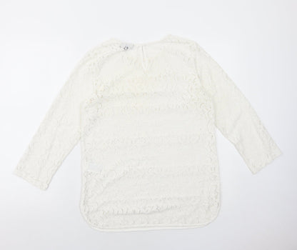Womens UK Size 10 Warehouse White Basic Blouse