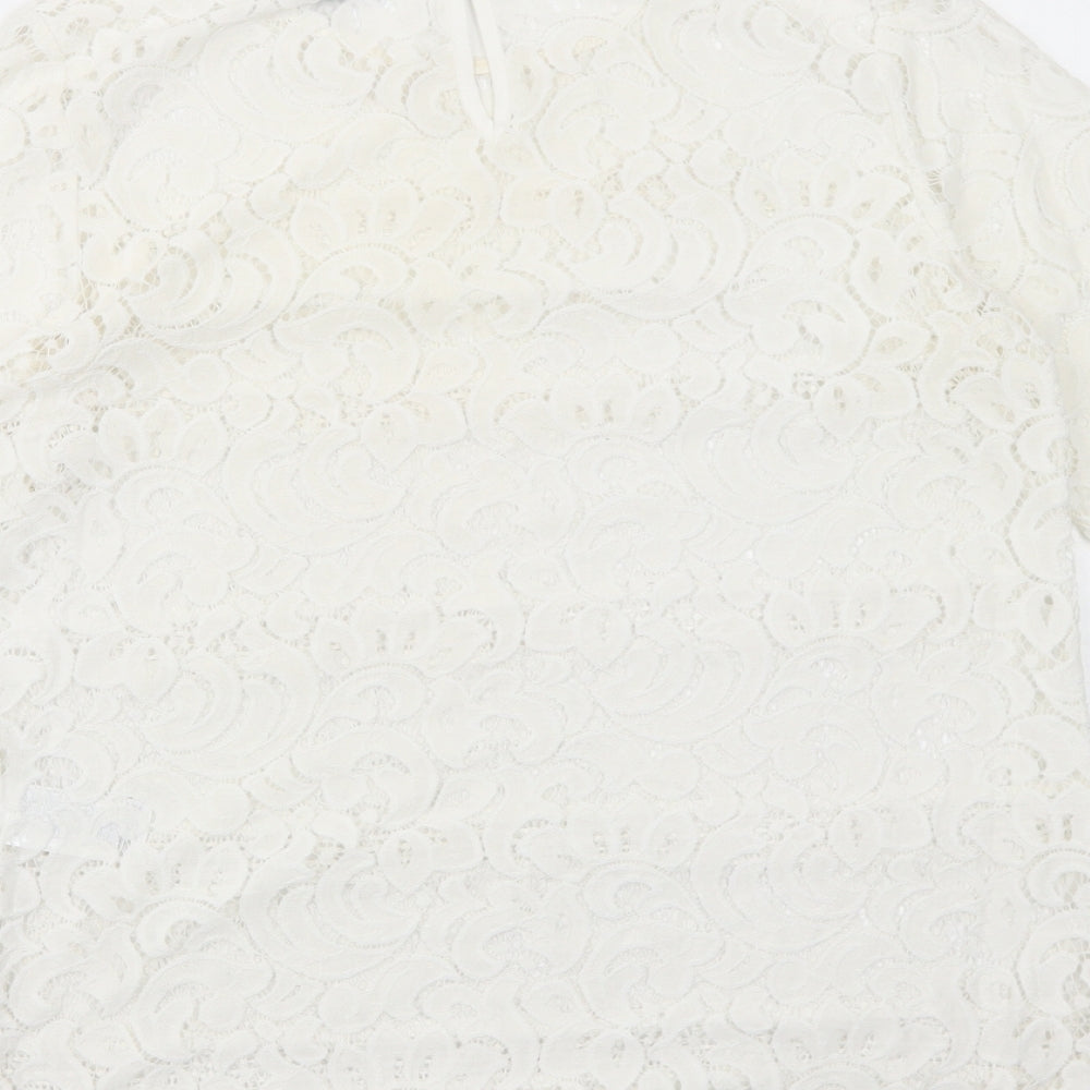 Womens UK Size 10 Warehouse White Basic Blouse