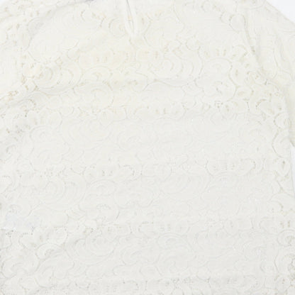 Womens UK Size 10 Warehouse White Basic Blouse