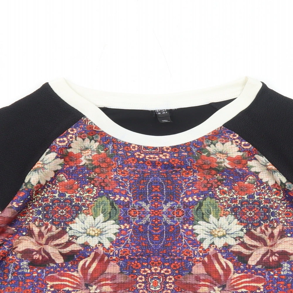Womens UK Size 8 Topshop Multicoloured Basic T-Shirt