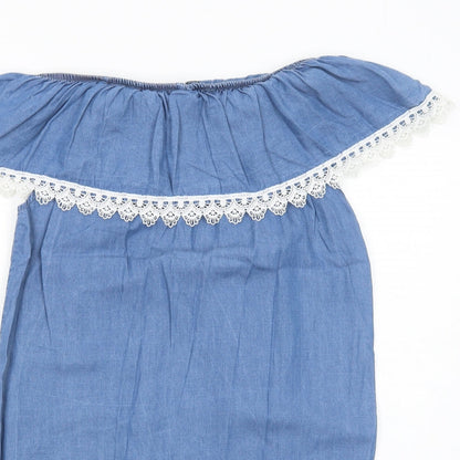 Cameo Rose Womens Blue Lyocell A-Line Size M Off the Shoulder Pullover