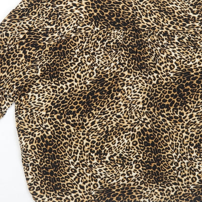 Womens UK Size 10 Topshop Brown Basic Button-Up