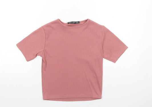 I SAW IT FIRST Womens Pink Viscose Basic T-Shirt Size 10 Round Neck