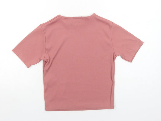 I SAW IT FIRST Womens Pink Viscose Basic T-Shirt Size 10 Round Neck