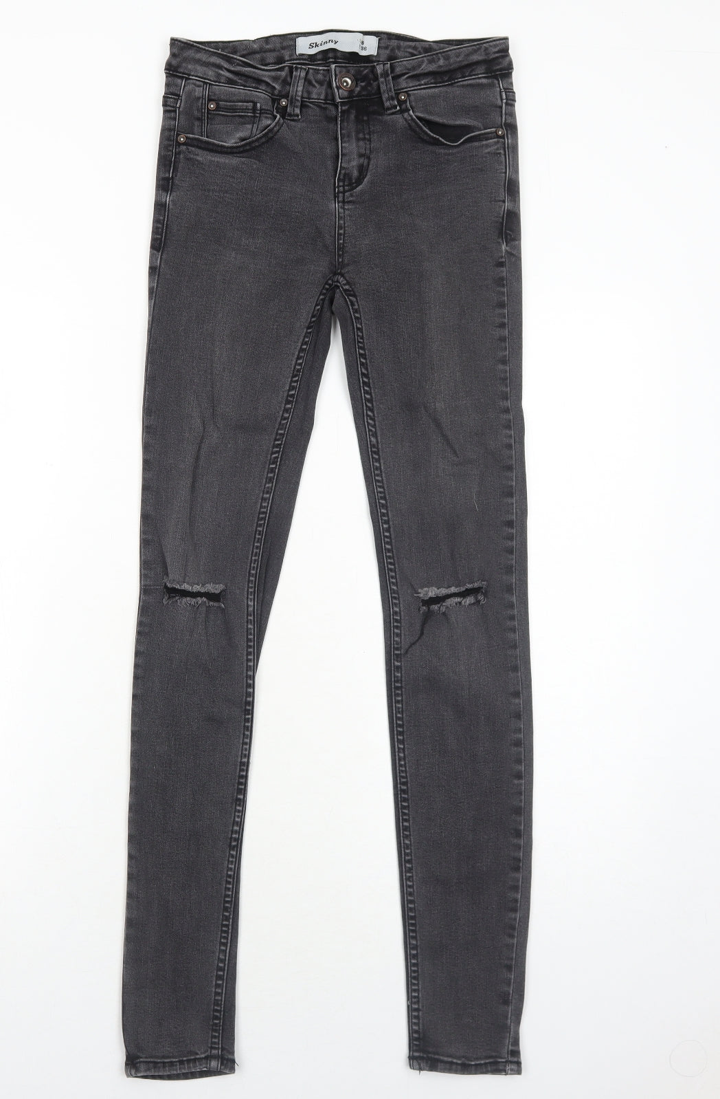 New Look Womens Black Cotton Skinny Jeans Size 8 Regular Zip