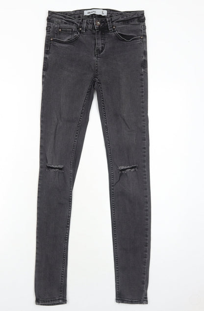 New Look Womens Black Cotton Skinny Jeans Size 8 Regular Zip