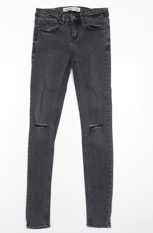New Look Womens Black Cotton Skinny Jeans Size 8 Regular Zip