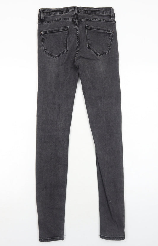 New Look Womens Black Cotton Skinny Jeans Size 8 Regular Zip