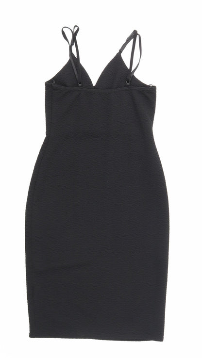 New Look Womens Black Polyester Bodycon Size 10 V-Neck Pullover