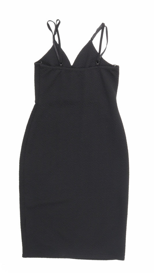 New Look Womens Black Polyester Bodycon Size 10 V-Neck Pullover