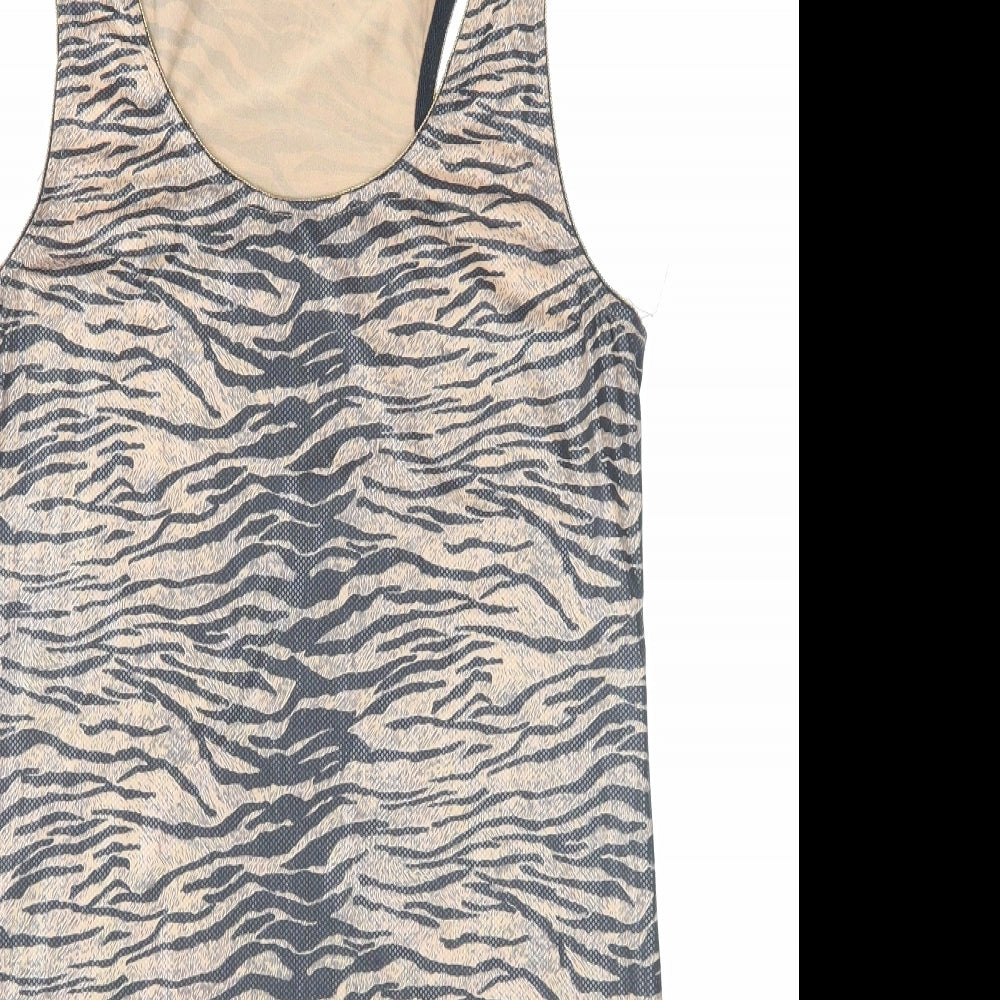 Lexxury Womens Brown Animal Print Cotton A-Line Size S Round Neck Pullover - Tiger Pattern
