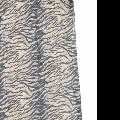 Lexxury Womens Brown Animal Print Cotton A-Line Size S Round Neck Pullover - Tiger Pattern