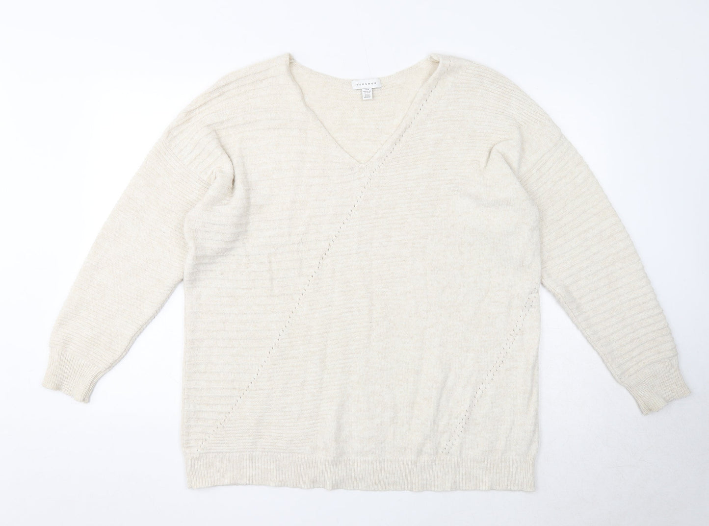 Womens UK Size 12 Topshop Beige Pullover Jumper