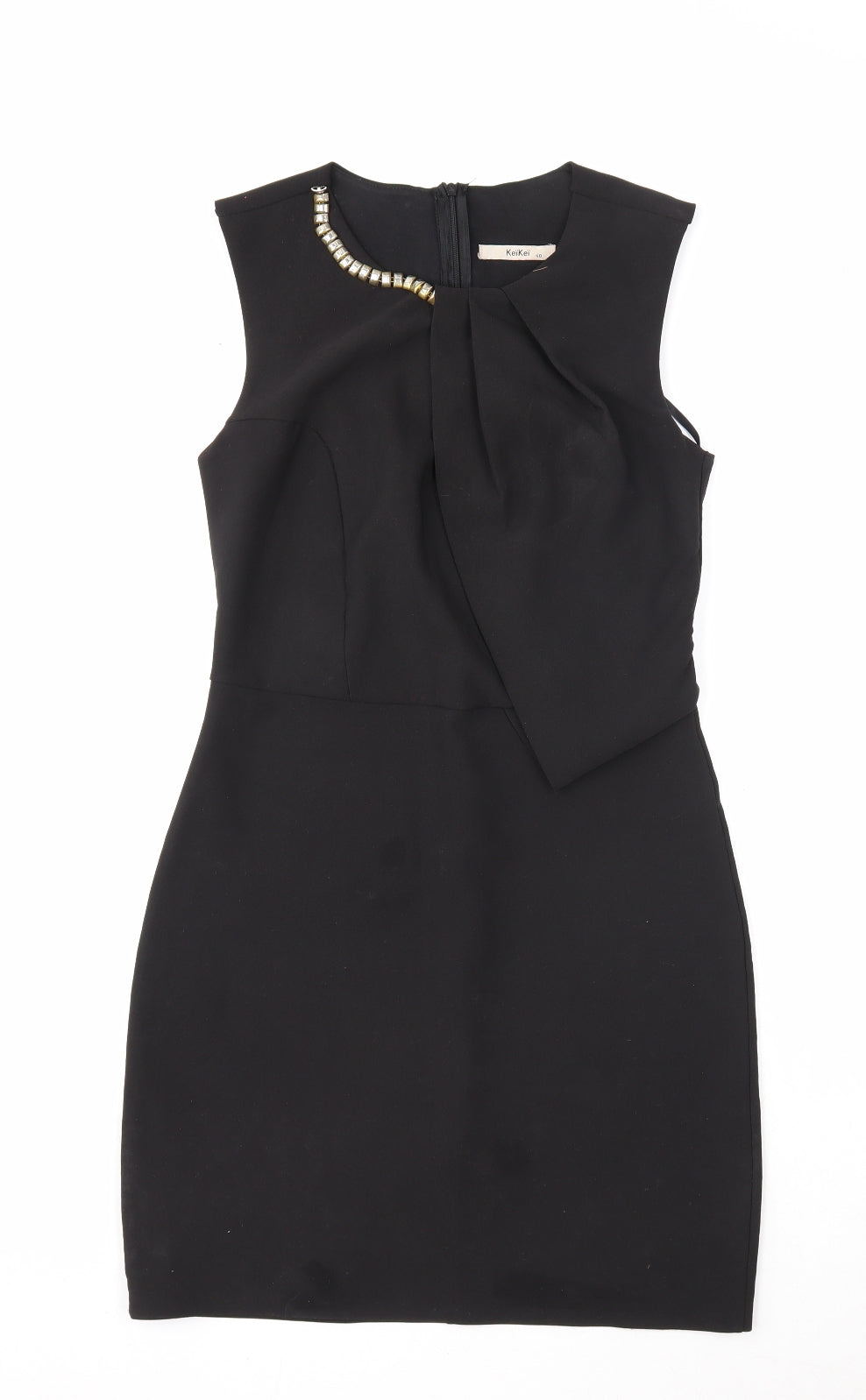 Kei Kei Womens Black Polyester A-Line Size 12 Round Neck Zip