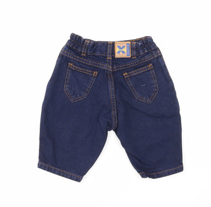 NEXT Boys Blue Cotton Capri Jeans Size 3-6 Months Zip