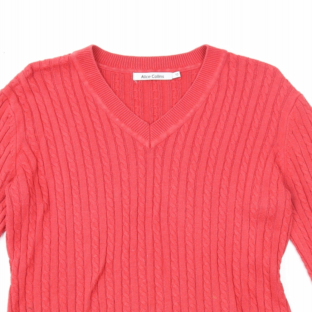 Womens UK Size 10 Alice Collins Red Pullover Jumper
