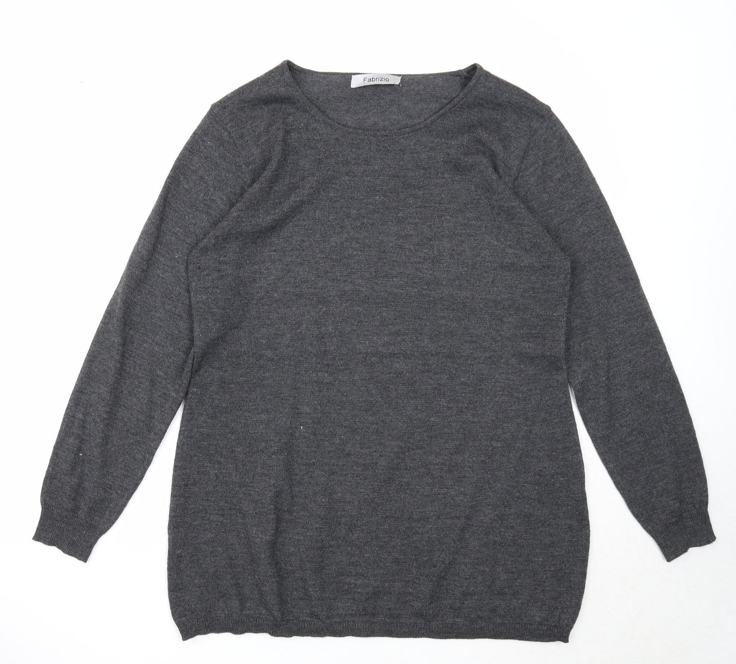 Fabrizio Mens Grey Round Neck Acrylic Pullover Jumper Size S Long Sleeve