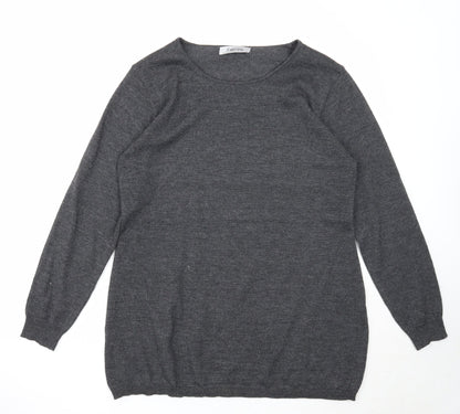 Fabrizio Mens Grey Round Neck Acrylic Pullover Jumper Size S Long Sleeve