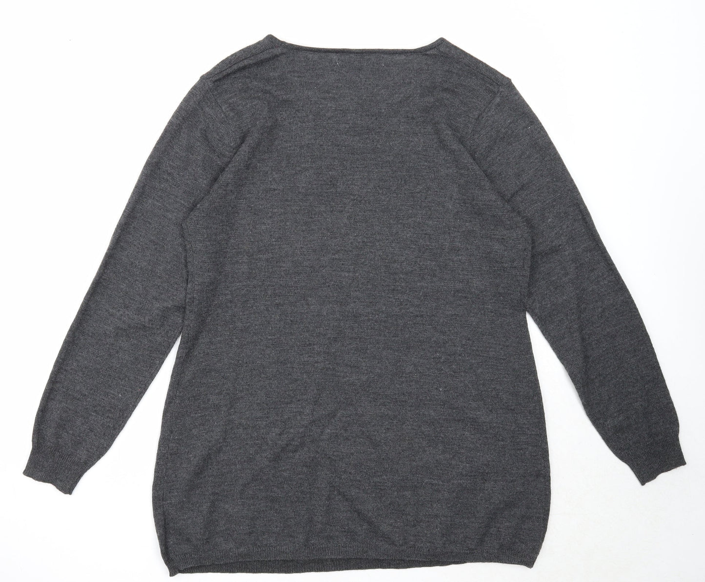 Fabrizio Mens Grey Round Neck Acrylic Pullover Jumper Size S Long Sleeve