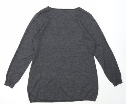 Fabrizio Mens Grey Round Neck Acrylic Pullover Jumper Size S Long Sleeve