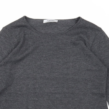 Fabrizio Mens Grey Round Neck Acrylic Pullover Jumper Size S Long Sleeve