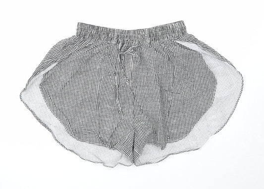 Boohoo Womens Black Check Cotton Basic Shorts Size 8 Regular Drawstring
