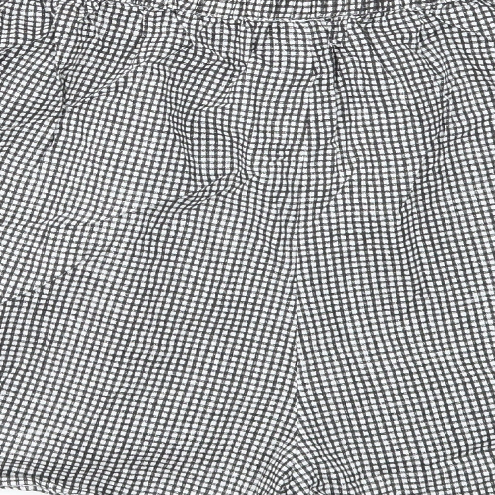 Boohoo Womens Black Check Cotton Basic Shorts Size 8 Regular Drawstring