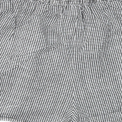 Boohoo Womens Black Check Cotton Basic Shorts Size 8 Regular Drawstring