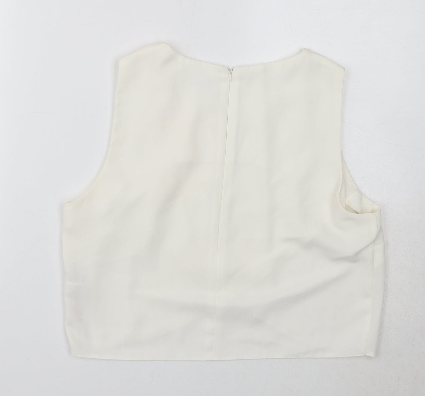 Miss Selfridge Womens White Polyester Basic Tank Size 12 Round Neck