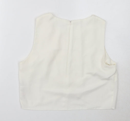 Miss Selfridge Womens White Polyester Basic Tank Size 12 Round Neck