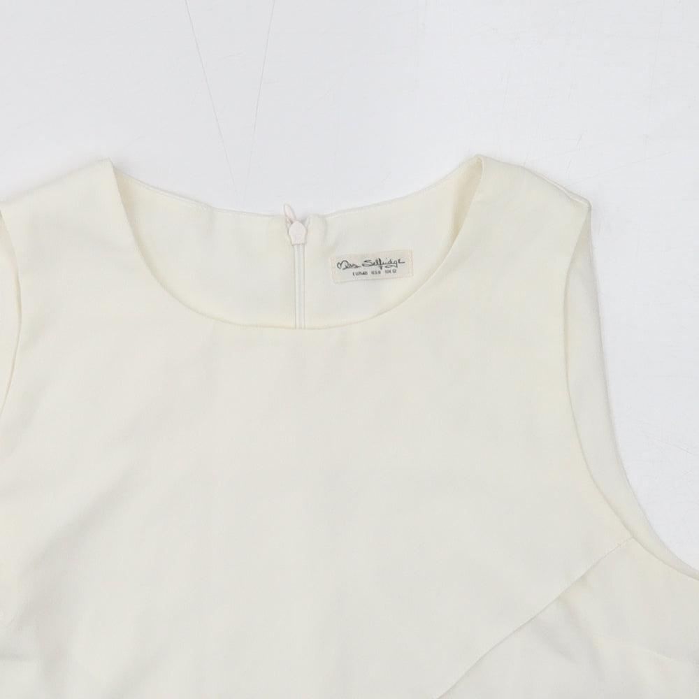Miss Selfridge Womens White Polyester Basic Tank Size 12 Round Neck